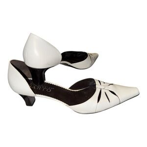 Y2K Franco Sarto leather VTG spectator kitten heels in white leather‎ size 9M